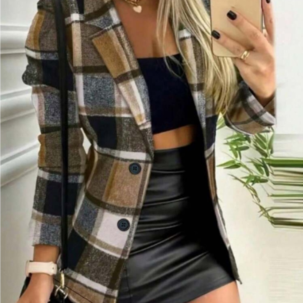 Plaid Women's Blazer Jacket